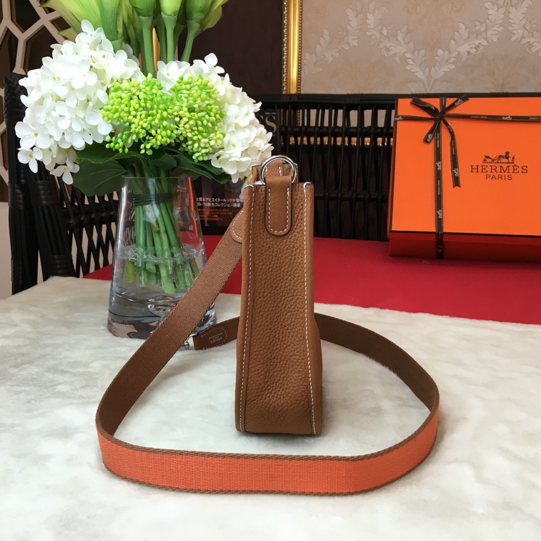 에르메스 미니 에블린16 골드브라운 은장